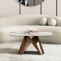 Aeris Oval Metal Coffee Table in Pluto Spanish Ceramic Finish