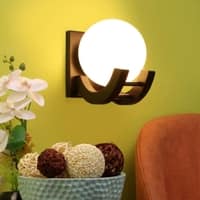 Eliante Brown Mdf Wall Light With White Shade In Brown Colour