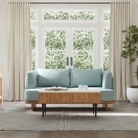 Anish Solid Wood Two Seater Sofa in Blue Colour