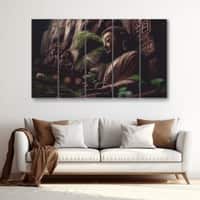 The Castle Decor Lord Buddha Meditation Wall Art Framed Painting 27x48 Inch (Style 23)
