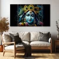 The Castle Decor Krishna Ji Wall Painting Wooden Framed 27x48 Inch (Style 38)