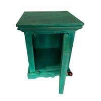 Queens Sheesham Wood Bedside Table in Antique Green Finish