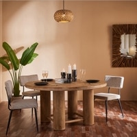 Elysianis Leewell Solid Wood 6 Seater Dining Table in Limewash Finish