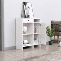 Hexa Red Multipurpose Storage Cabinet With 1 Drawer 1 Door in Frosty White Colour