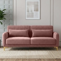 Monly Velvet 3 Seater Sofa Peach Color