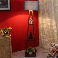Olivia Blue Cotton Shade Floor Lamp