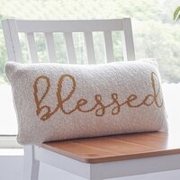Blessed Knit Pillow Cover  Natural Mustard 16X24  Inches