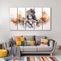 The Castle Decor Krishna Ji Wall Painting Wooden Framed 27x48 Inch (Style 6)