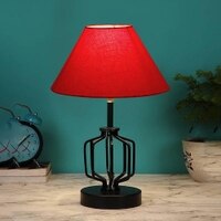 Kenzie Red cotton Table lamp with Iron Base