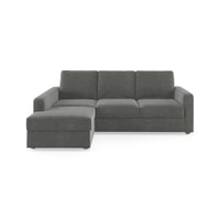 Apollo Compact Sofa (Colour : Ash Grey Velvet, Cushion : Hard, Back Type : Regular, Seating Capacity : Left Aligned 2 Seater + Left Aligned Chaise + Ottoman)