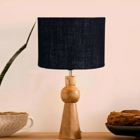Devansh Black  Jute   Table Lamp With  Wood Natural Base (7X18.25 Inches)-17