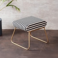 Zebra Fabric Metallic Stool in Black & White Color