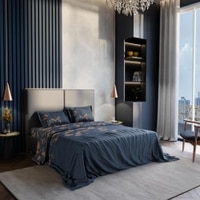 Stoa Paris Super King Size 100% Cotton Bedsheet with 2 Pillow Covers  Size Navy Blue Beige