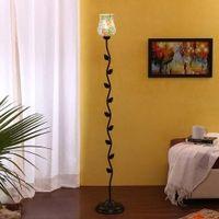 Stafford Black Glass Shade Floor Lamp