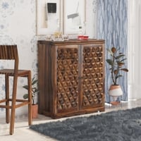 Prism Ba Sheesham Wood Bar Cabinet In Provincial Teak Finish