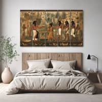 The Castle Decor Egyptian Art Wall Painting Wooden Framed Digital Painting 27x48 Inch