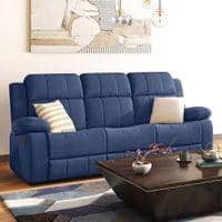 Griffin Fabric Three Seater Manual Recliner in Lapis Blue Fabric Colour