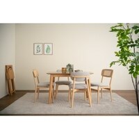 Scandinavian Arlo Dining Chair Beige Natural Wood Finish