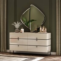 Naomi Dresser With Mirror In High Gloss Beige Finish