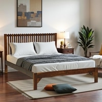 Tranquilwood Queen Size Bed Without Storage in Provencial Teak Finish