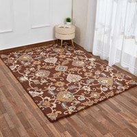 Presto Brown Traditional Hand Tufted Wool Carpet 4X6 Feet