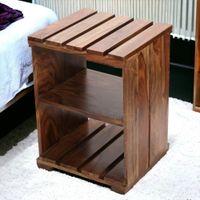 Arista Sheesham Wood Bedside Table in Teak Finish