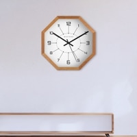 Dotted Index Octagonal Wooden Wall Clock