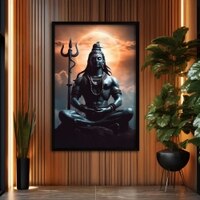 The Castle Decor Lord Shiva Wall Painting Framed Artwork 20x30 Inch Style 1