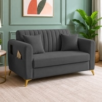 Daraco Velvet 2 Seater Sofa in Dark Grey Color