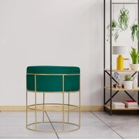 Zachary Solid Wood  Ottomon in  Green Colour