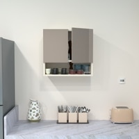 2 Door Mirror Glossy Triple Layered Uv Resistant Handless Cabinet  In Mocha Finish