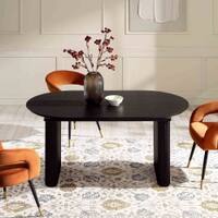 Velin Oval 6 to 8 Seater Extending Solid Wood Pedestal Dining Table Black
