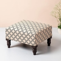 Quad Jacquard Wooden Footrests in Cream Color