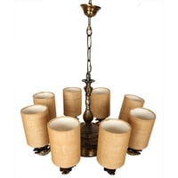 Devansh Gold Antique Wall Mounted Lamp With Off-White Cotton Shade