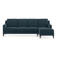 Abbey Sectional Sofa (Colour : Indigo Blue, Cushion : Hard, Seater : Right Aligned 3 Seater + Right Aligned Chaise)