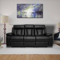 Magna Leatherette Three Seater Manual Recliner in Black Colour