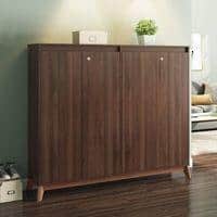 Webster 48 Pair Shoe Rack in Walnut Finish