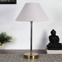 Grey cotton with Metal Gold Table Lamp