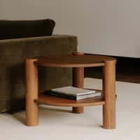 Titoz Modern Round Mango Wood Side Table