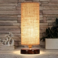 Sierra Beige Jute table lamp with brown wood base
