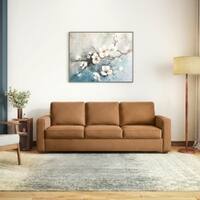 Apollo High Back 3 Seater  Fabric Sofa In Ochre velvet Colour