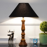 Hatton hand crafted Solid wood honey finish table lamp With Black Cotton Shade