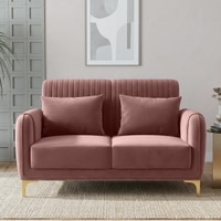 Monly Velvet 2 Seater Sofa Peach Color