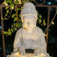 White  2Ft Lotus Buddha Water Fountain With Stand