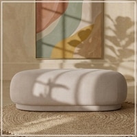 Eliteelegance Wood Ottoman With Upholstery Non Storage Sofa In Grey Colour