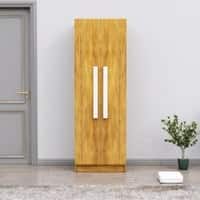 Hexa Red Wooden 2 Door Wardrobe with 4 Shelves in Giant Wood Colour