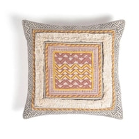 Hand Block Printed Geometric Bordered Cotton Cushion Cover