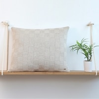 Square Check Knit Cushion Cover  Beige 24X24  Inches