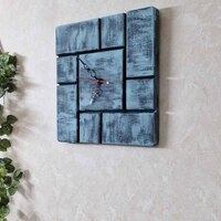 Hevea Teal Colour Solid wood Square shape Wall clock by Disoo Fashions