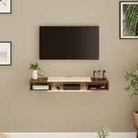 Toska Engineering Wood Wall Mount TV Entertainment Unit Set Top Box Stand/TV Cabinet with Shelves for Books & Decor Display Unit Standard Upto 42 Inches (Brown Maple & Beige)